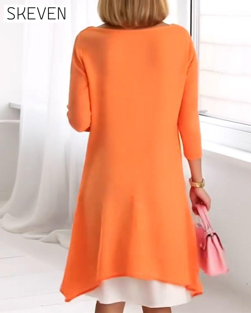 Ensemble à manches longues patchwork à imprimé floral