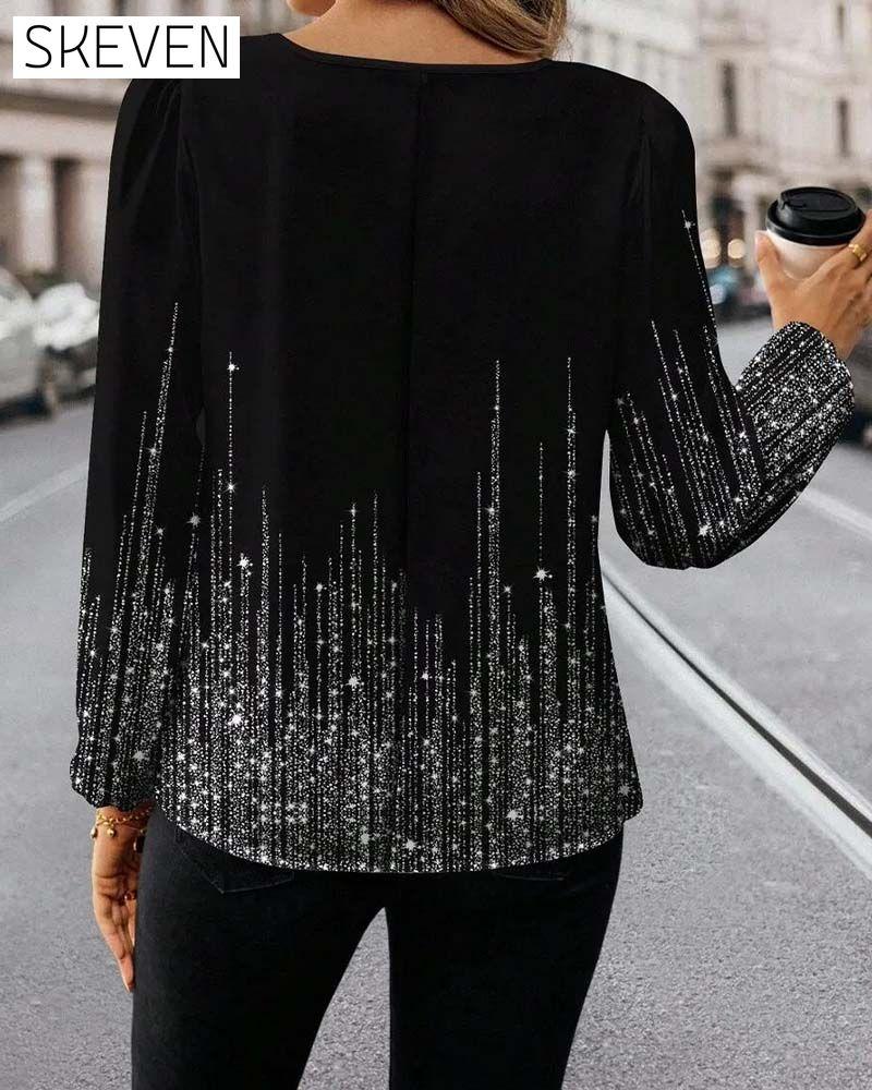 Lässiges bedrucktes Langarm-T-Shirt