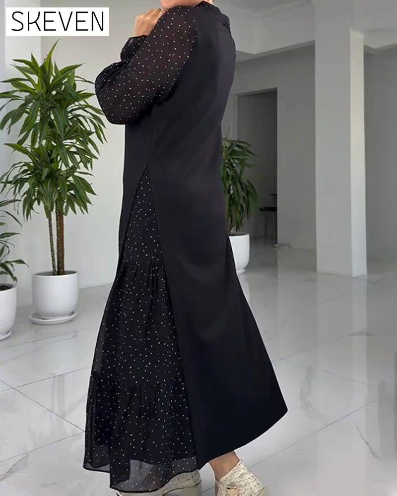 Zweiteiliges Kleid aus Kunstspitze mit Patchworkmuster