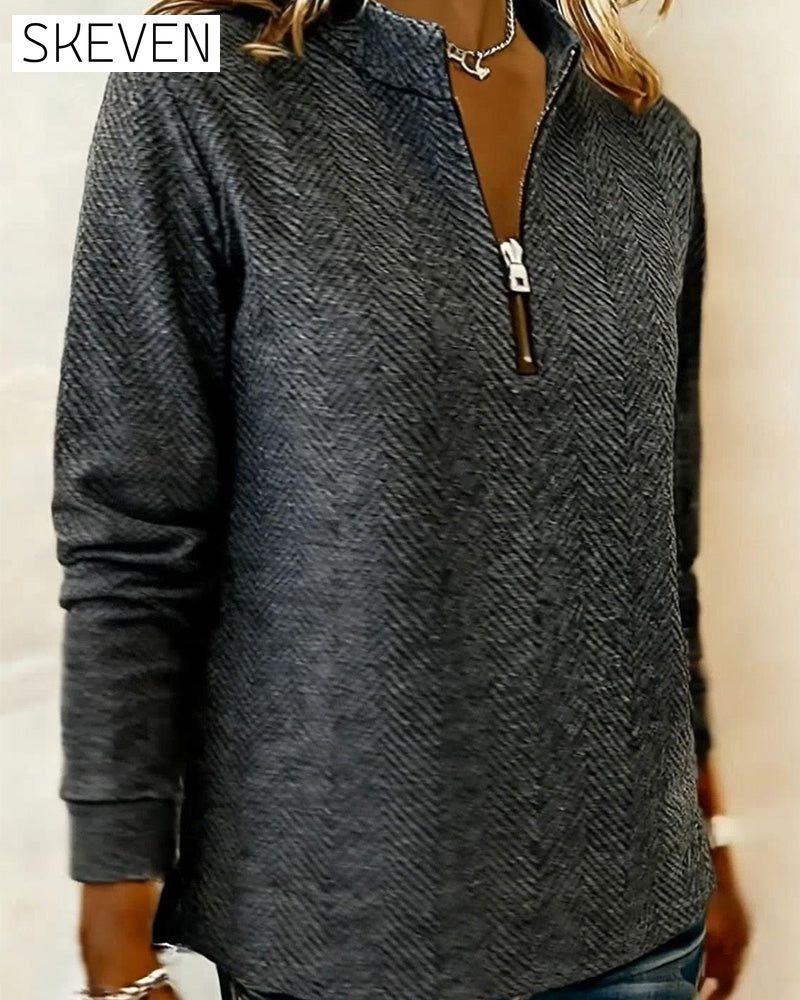 Stand Collar Zipper Casual Sweatshirt