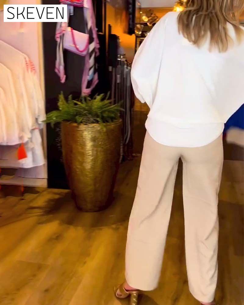 Tie Solid Color V-Neck Blouse