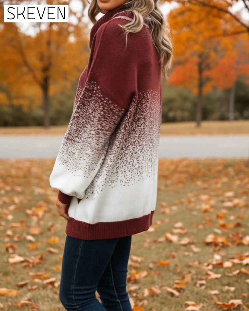Cowl Neck Gradient Pattern Pullover