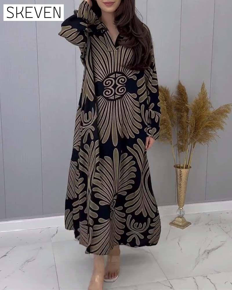 Retro loose dress with lapel 2024 f/w casual dresses spring