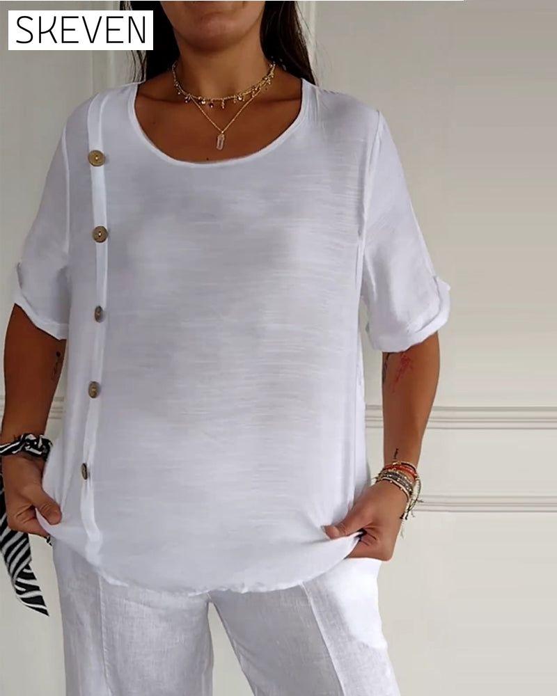 Thin button-up top