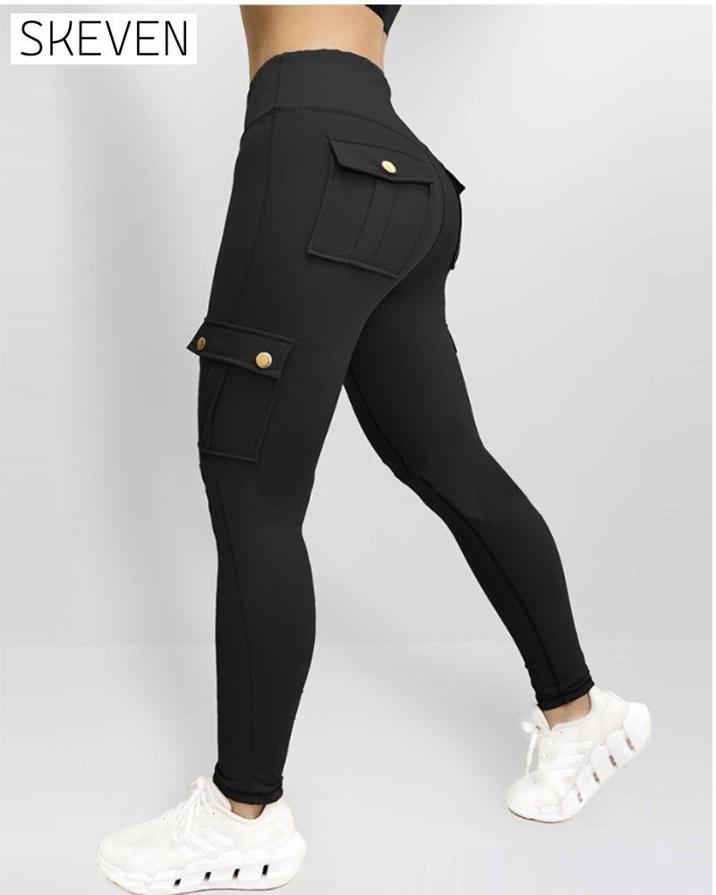 pantalon taille haute à séchage rapide avec poches et effet push-up