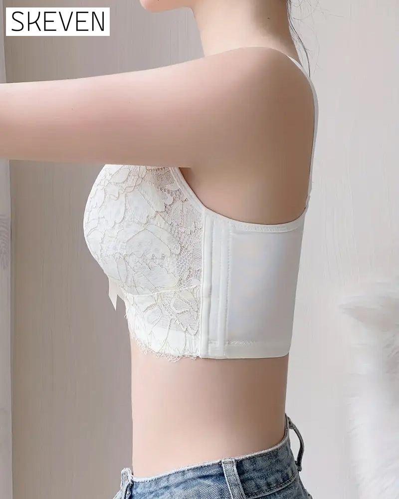 Eleganter Push-up-BH mit Schleife und kontrastierender Spitze, der volle Abdeckung bietet