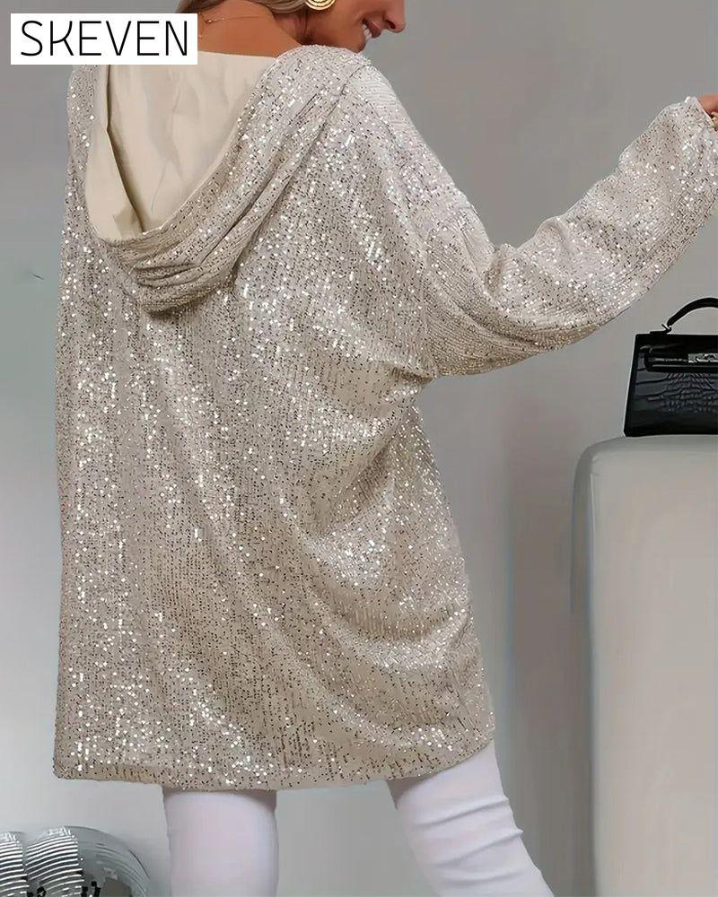Women's Sparkly Sequin Loose Hoodie