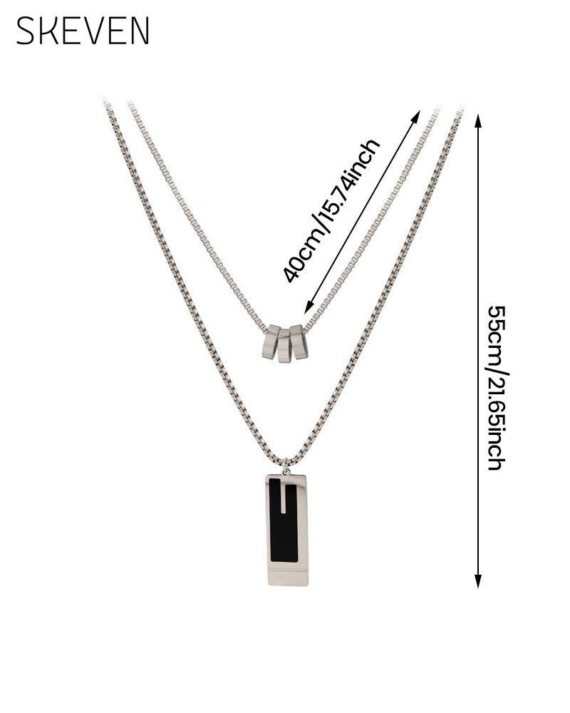 Double long necklace in titanium steel