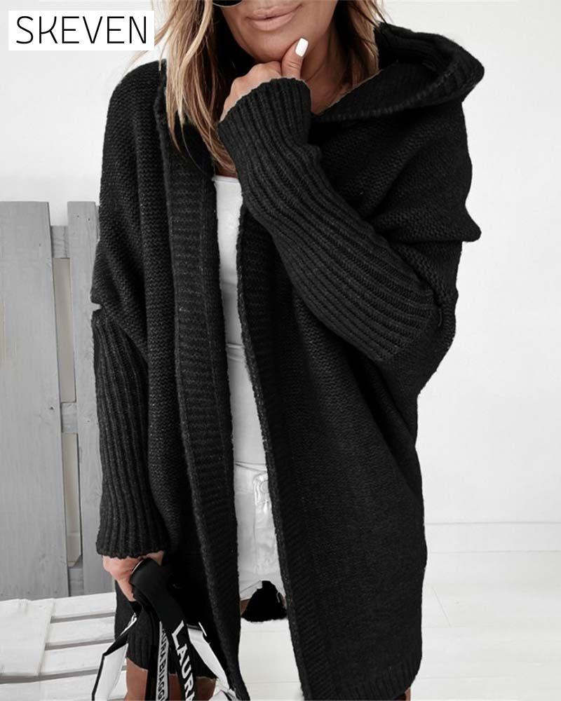 Einfacher, einfarbiger Fledermaus-Hoodie-Cardigan
