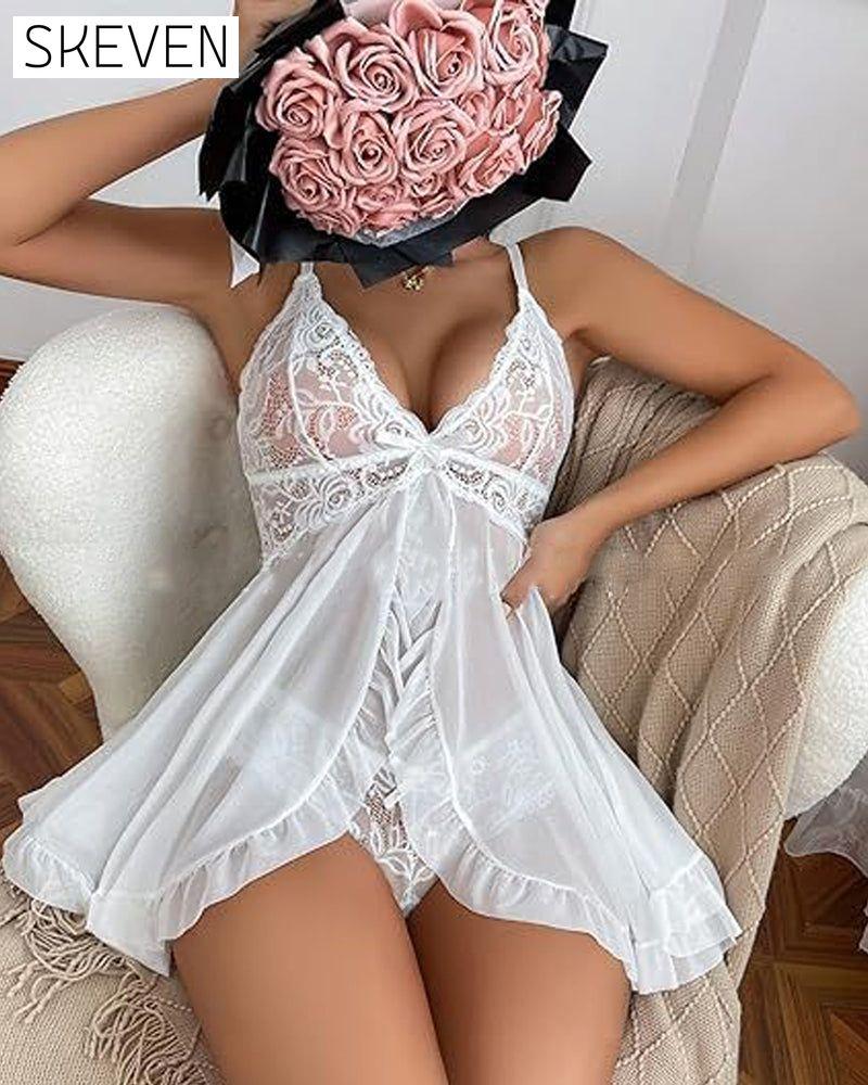 See-Through Mesh Sexy Nightdress Set