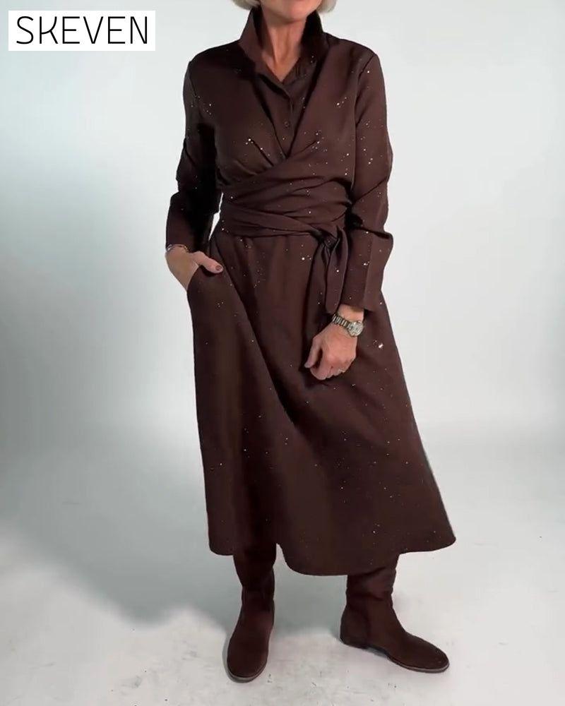 Stilvolles, schimmerndes, tailliertes Kleid
