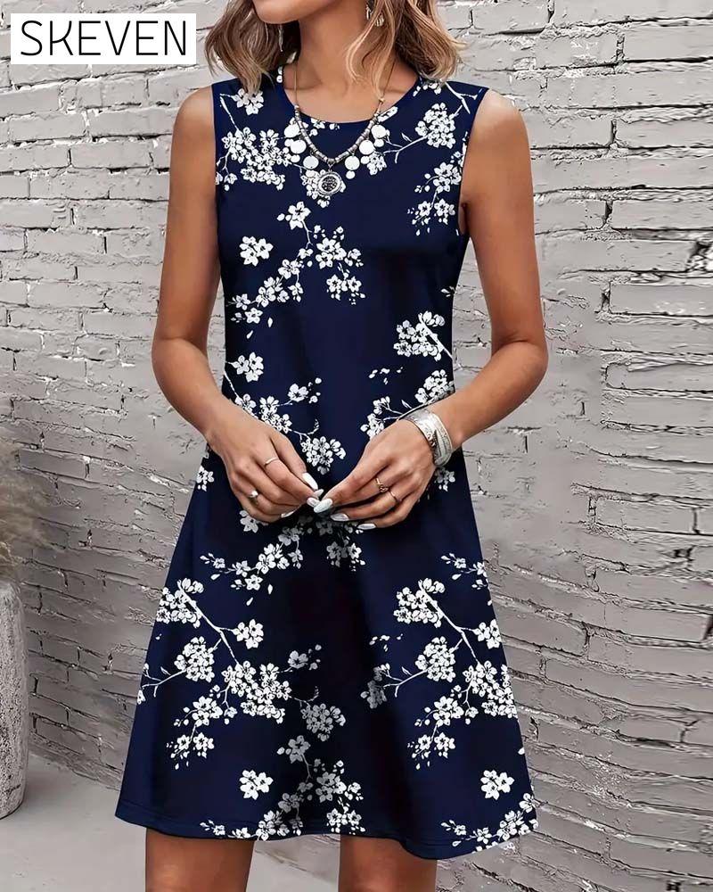 Robe imprimée moulante sans manches