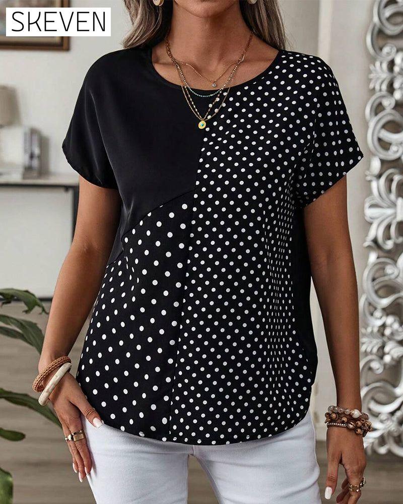 Round Neck Polka Dot Print T-Shirt