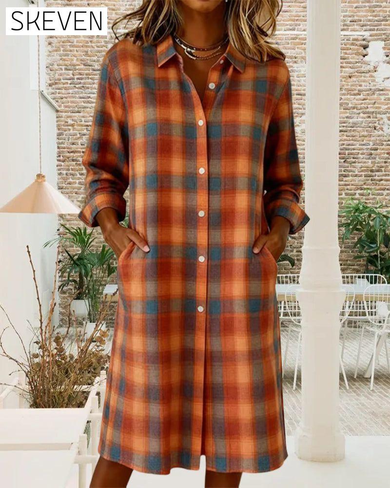 Hemdkleid mit Reverskragen und Karomuster