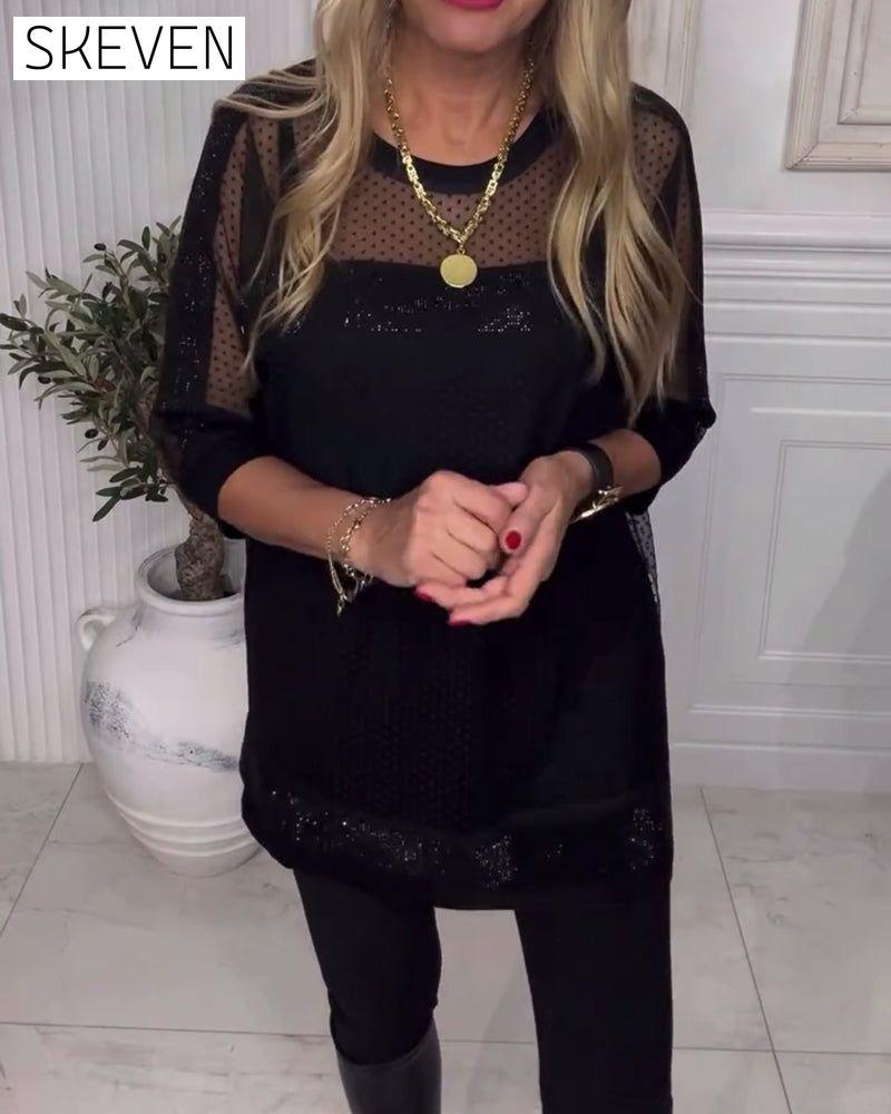 Patchwork Long Sleeve Blouse