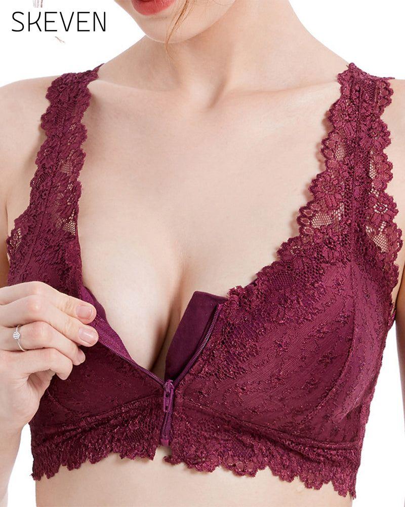 Sexy Lace Front Zipper Bra
