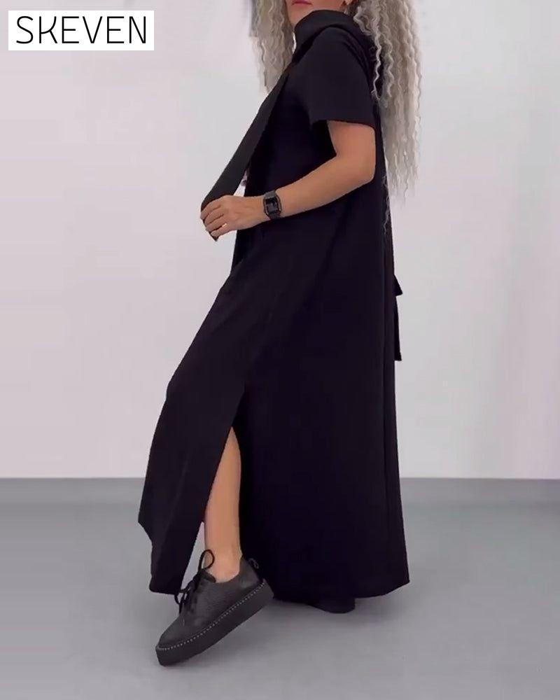 Solid Color Hooded Casual Sweater Dress