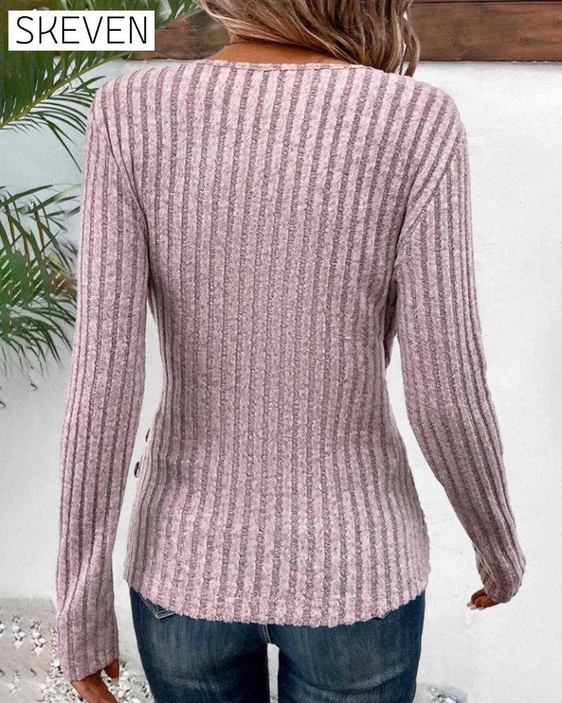 V-neck long-sleeved top