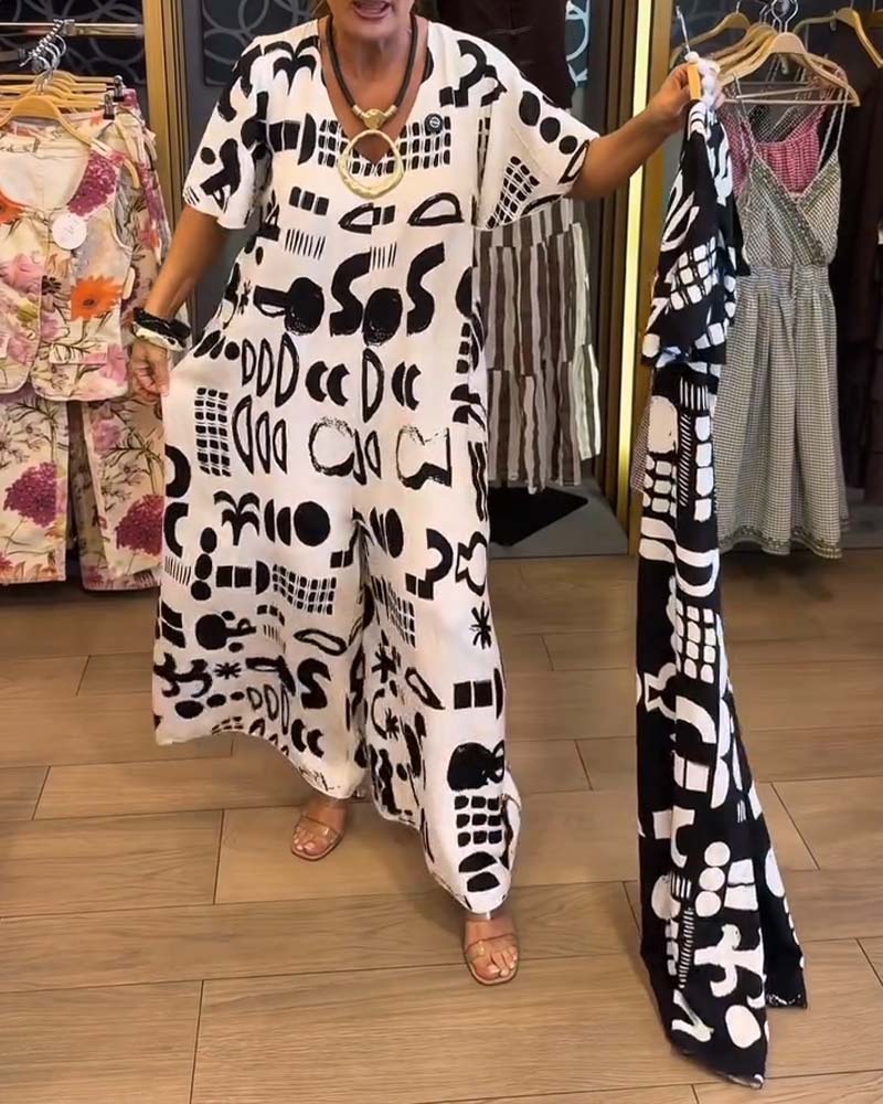 Abstract Graffiti Loose Jumpsuit