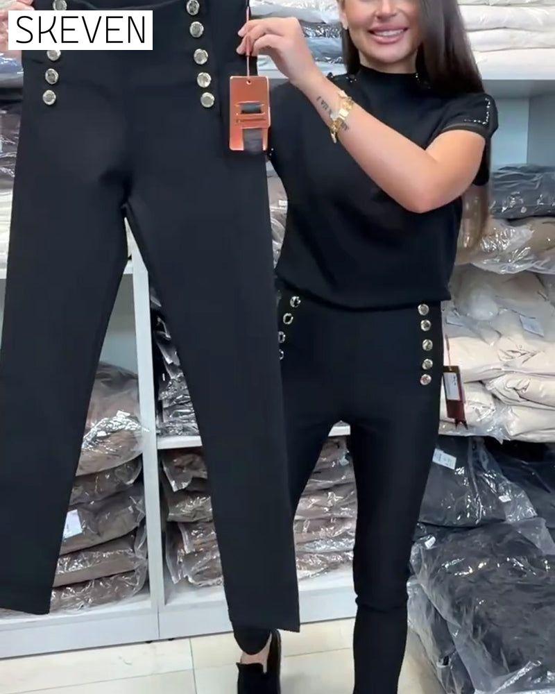 Stylish Button-Up Stretch Pants