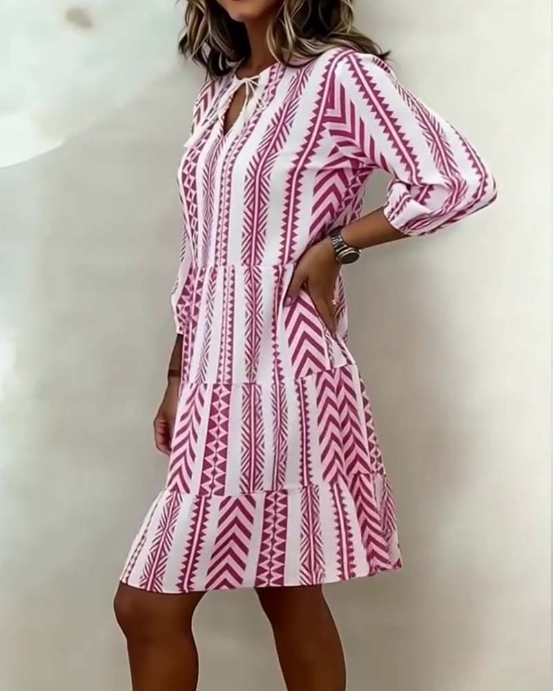 Geometric Pattern Strappy Dress