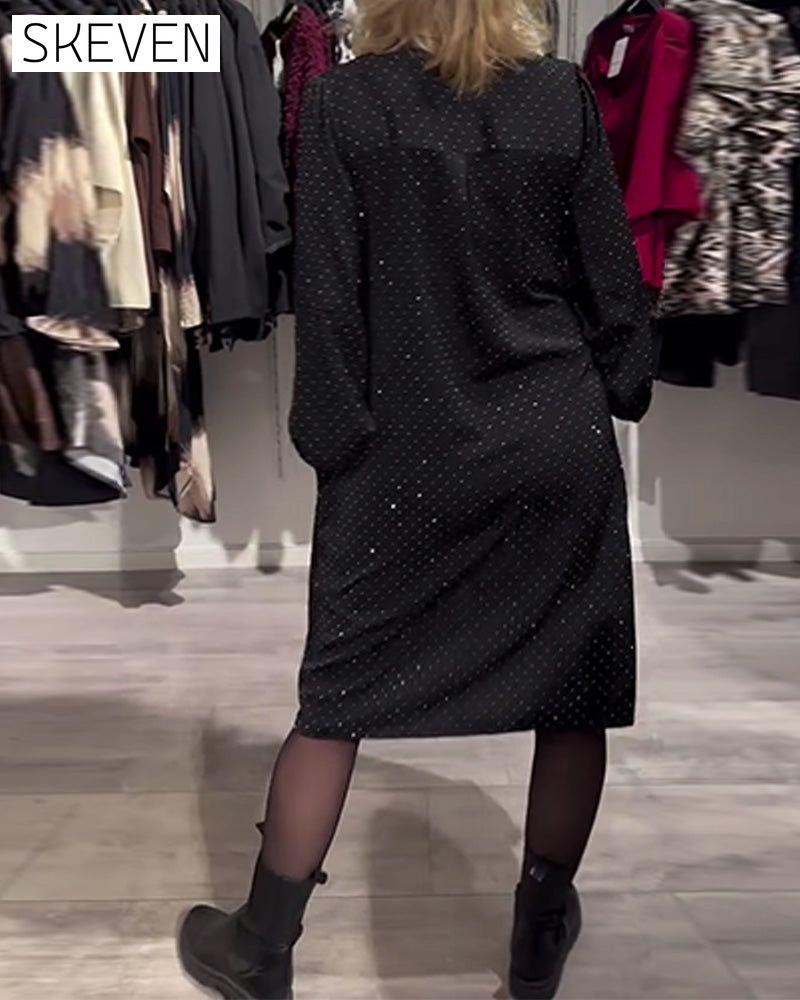 Kleid mit Laternenärmeln und Diamantmuster