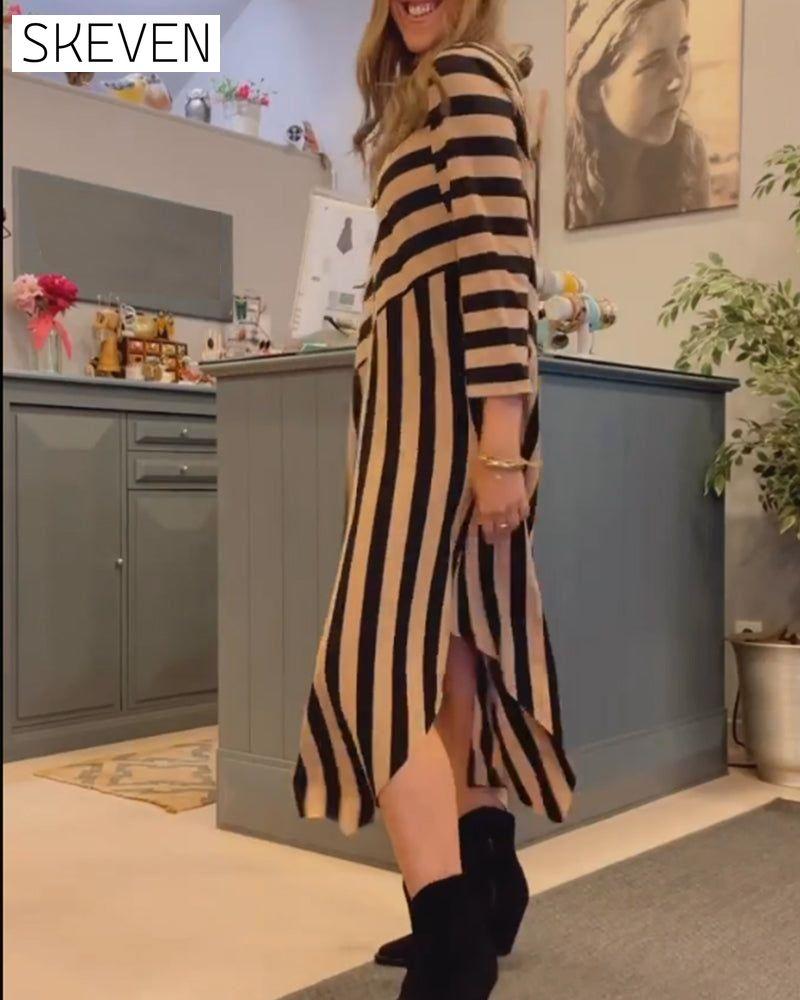 Striped Loose Casual Dress 2023 f/w 23BF casual dresses Clothes Dresses spring