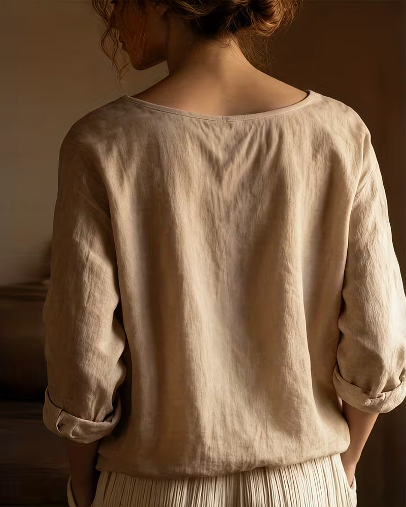 Lace-Up Solid Color Stylish Casual Blouse