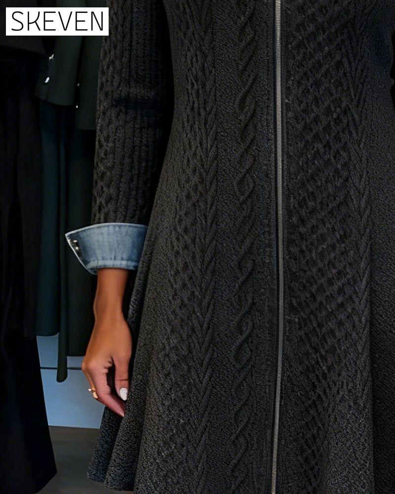 Robe à revers bicolore zippée