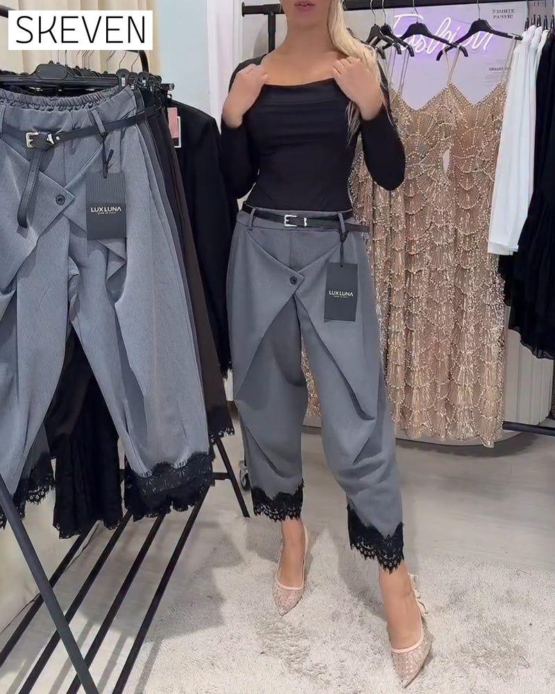 Fashionable Lace Stitching Harem Pants