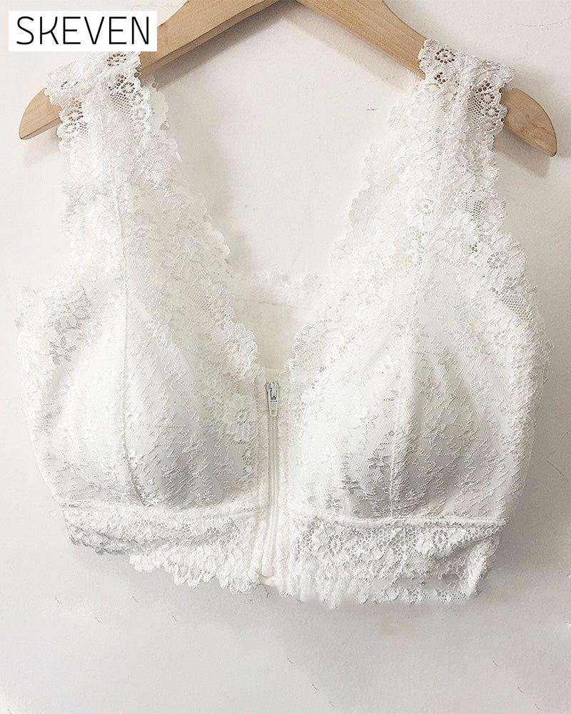 Sexy Lace Front Zipper Bra