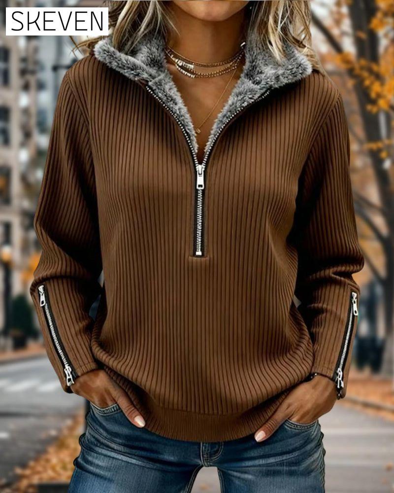 Half Zip Collar Casual Sweatshirt