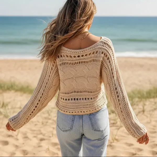 Boho Open Knit Crochet Sweater