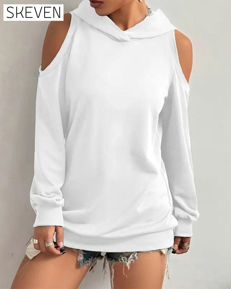 Off-The-Shoulder Hooded Sweatshirt
