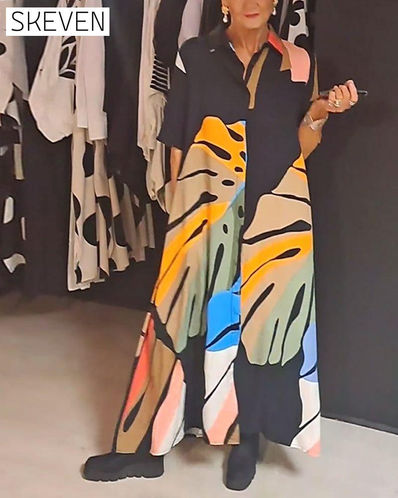 Casual lapel printed dress