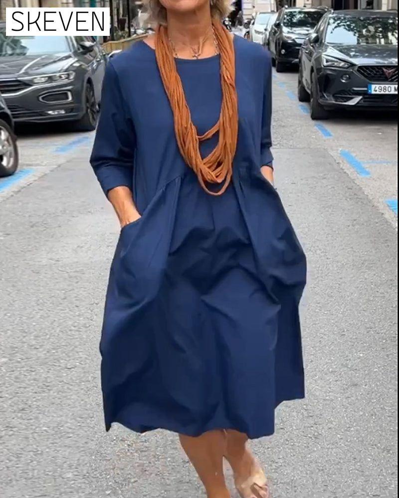 Round neck dress with pockets 2023 f/w 23BF casual dresses Clothes Dresses spring