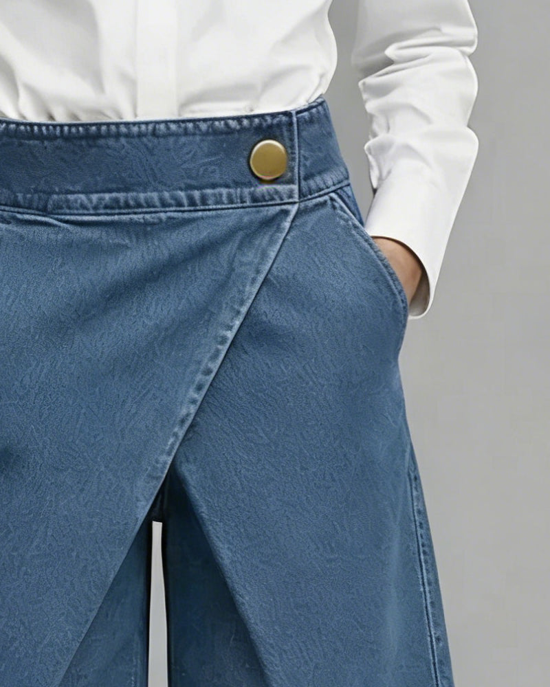 Denim Asymmetrical Pocket Pants