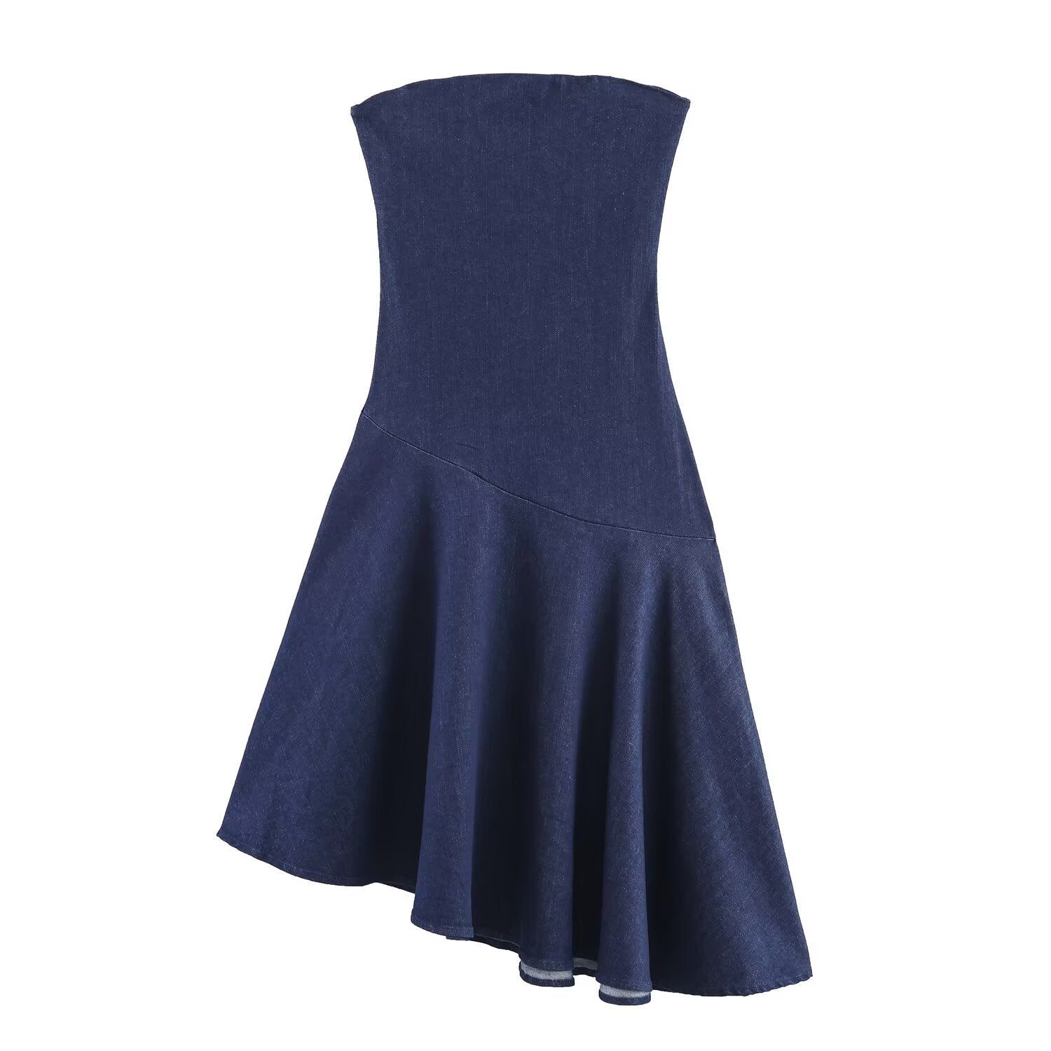 Strapless Midi Denim Dress