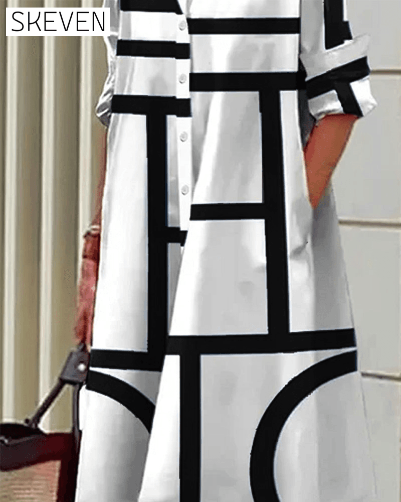 Kleid mit geometrischem Taschenmuster