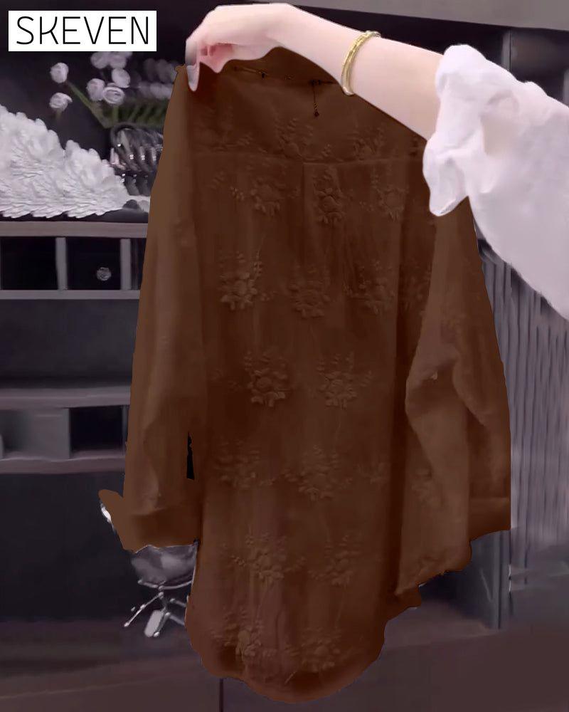 Solid Embroidered Drop Shoulder Shirt