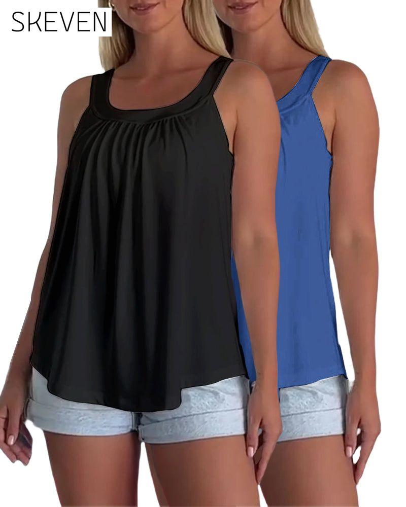 Set aus trägerlosem, plissiertem, einfarbigem Tanktop