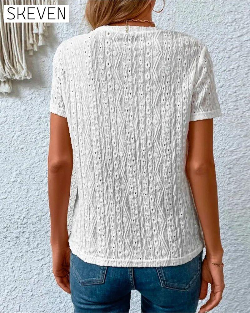 Rundhals-T-Shirt in Unifarbe