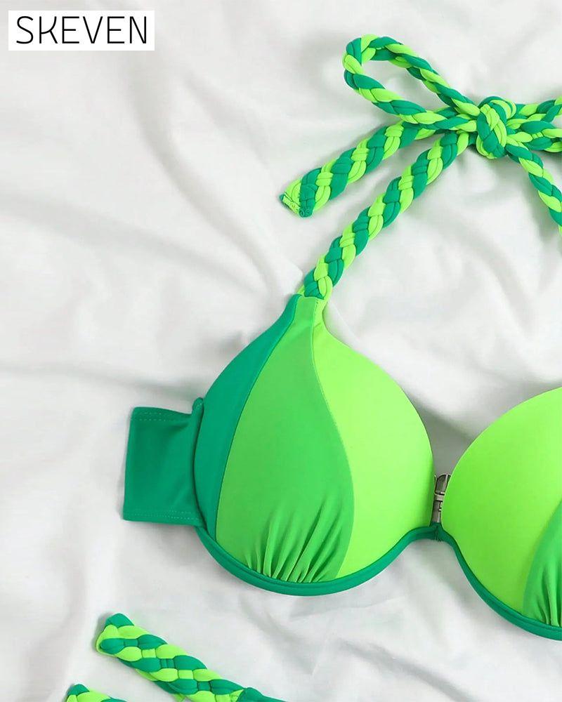 Ensemble bikini dos nu colorblock