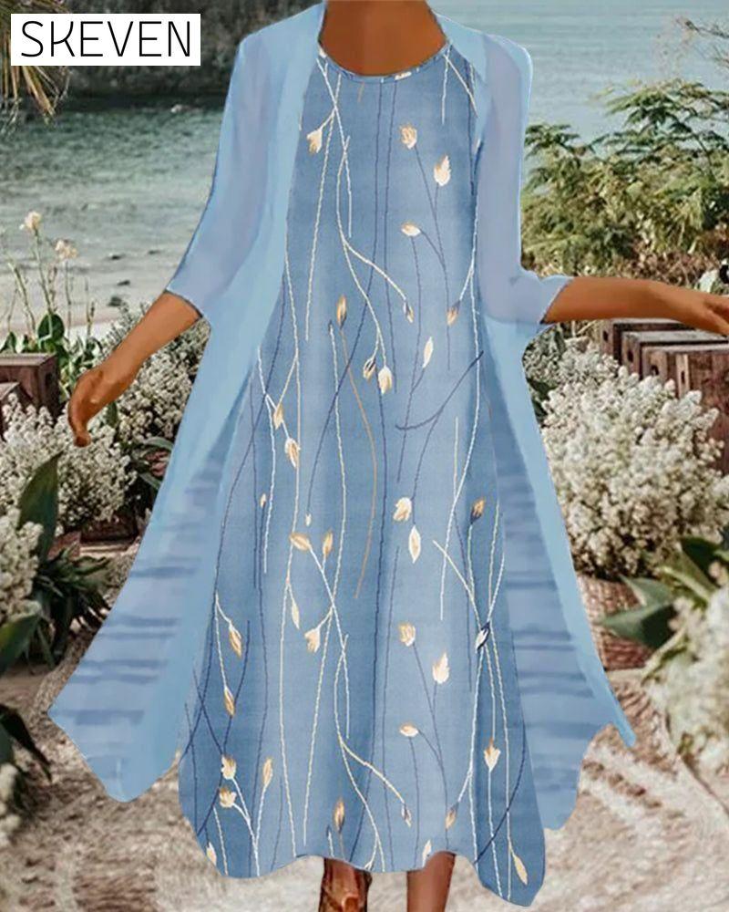 3/4 sleeve printed dress 23BF Casual Dresses Clothes Dresses Spring Summer