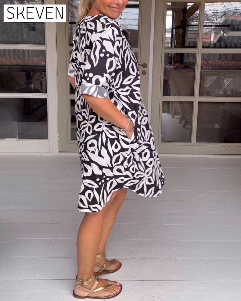 Printed v-neck dress