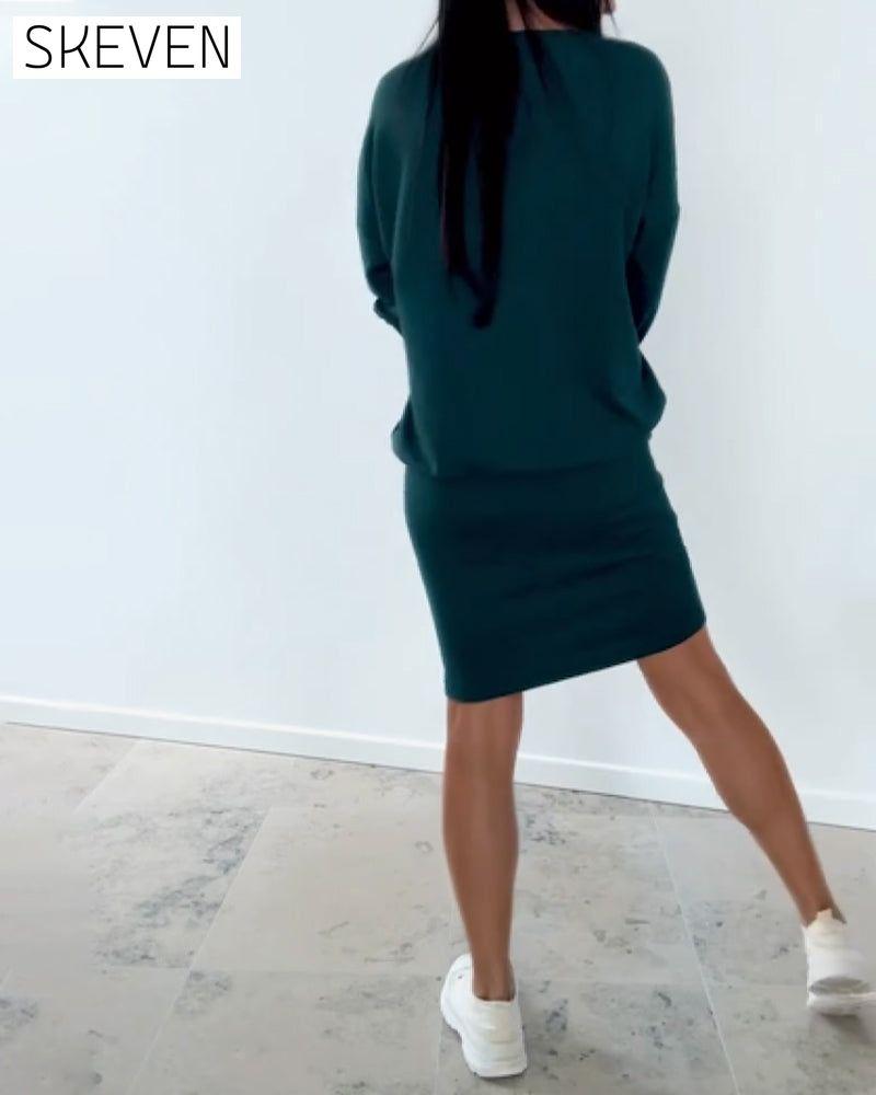 Langärmeliges, lässiges Hüftkleid