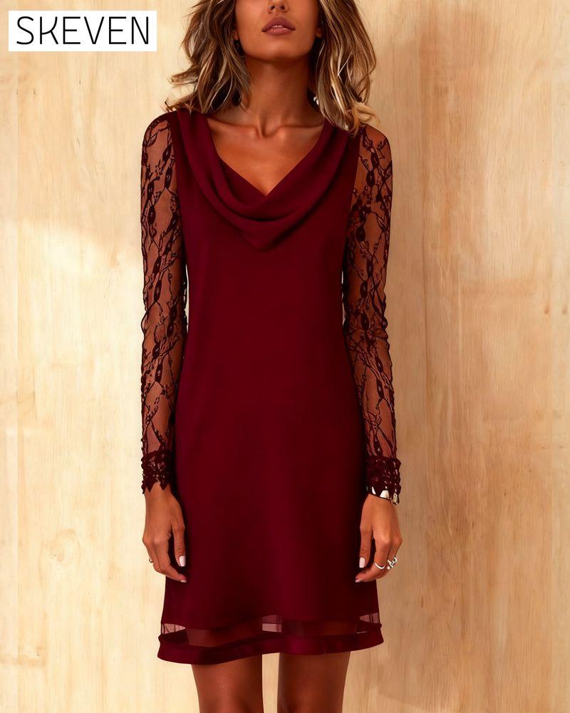 Robe patchwork unie à col rond