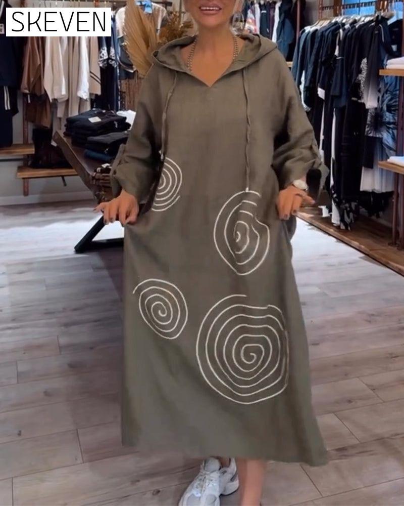 Kapuzenkleid mit langen Ärmeln, lockerer Passform
