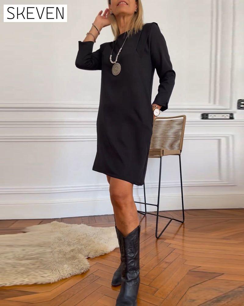 Robe élégante droite à manches longues