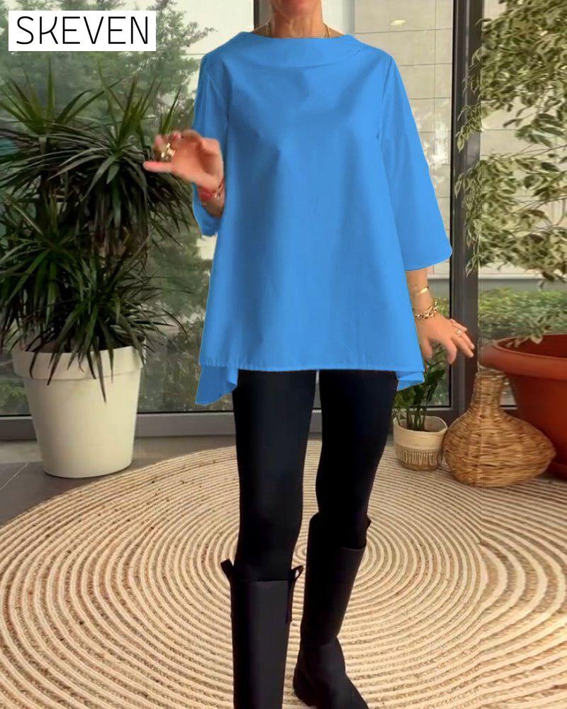 Solid color commuting top